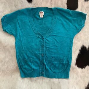 Short sleeve shrug/cardigan - turquoise blue